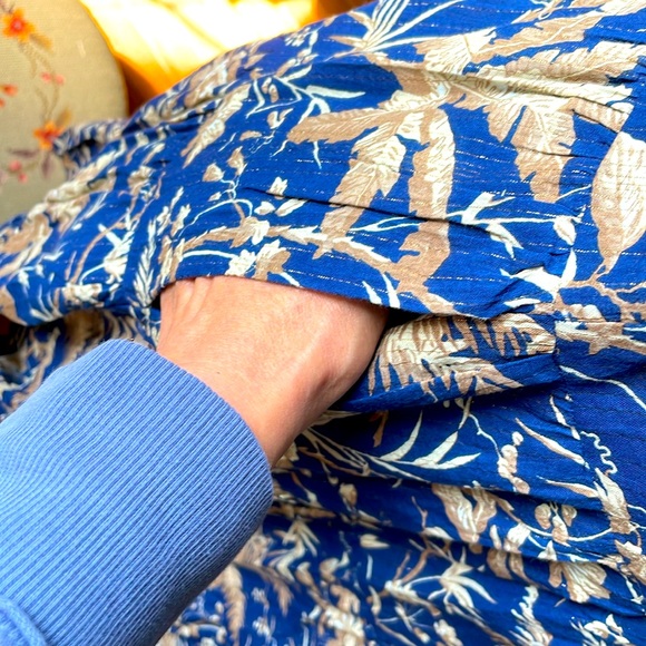 La Vie Rebecca Taylor 100% cotton blue and beige floral boho dress. XL - Picture 12 of 12